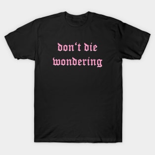 Don't Die Wondering Fraktur (Pink) T-Shirt